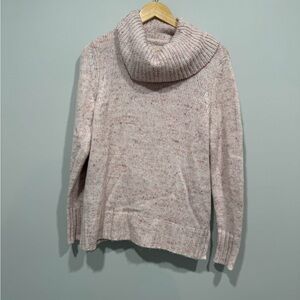 LOFT Soft Pink Speckled Cowl Neck Sweater